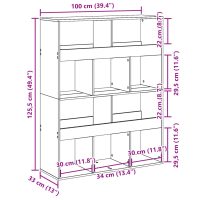 vidaXL Rumsavdelare betonggrå 100x33x125,5 cm konstruerat trä - Bild 9