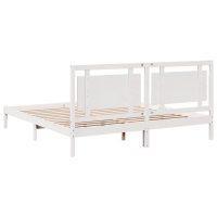 vidaXL Sängram utan madrass extra lång vit 200x210 cm massivt trä - Bild 6