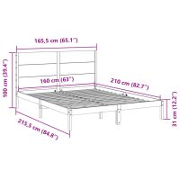 vidaXL Sängram utan madrass extra lång 160x210 cm massivt trä - Bild 9