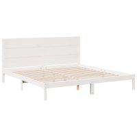 vidaXL Sängram utan madrass extra lång vit 200x210 cm massivt trä - Bild 3