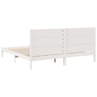 vidaXL Sängram utan madrass extra lång vit 200x210 cm massivt trä - Bild 6