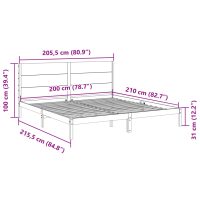 vidaXL Sängram utan madrass extra lång vit 200x210 cm massivt trä - Bild 9