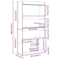 vidaXL Högskåp vit 92x33x180 cm konstruerat trä - Bild 12