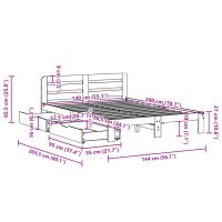 vidaXL Sängram utan madrass vaxbrun 140x200 cm massiv furu - Bild 11