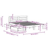 vidaXL Sängram utan madrass vaxbrun 160x200 cm massiv furu - Bild 11