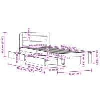 vidaXL Sängram utan madrass vaxad brun 90x190 cm massiv furu - Bild 11