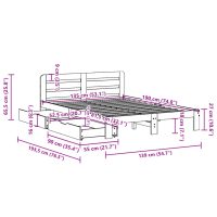 vidaXL Sängram utan madrass vaxbrun 135x190 cm massiv furu - Bild 11