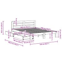 vidaXL Sängram utan madrass vaxbrun 140x190 cm massiv furu - Bild 11