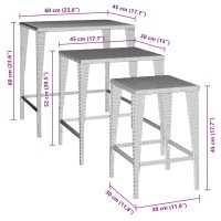 vidaXL Trädgårdssatsbord 3 st brun konstrotting - Bild 8