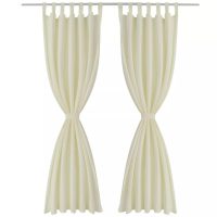 2-pack gardiner med öglor i gräddvit microsatin 140 x 175 cm - Bild 2