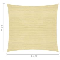 vidaXL Solskärmssegel HDPE kvadratiskt 3,6 x 3,6 m beige - Bild 7