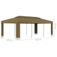 vidaXL Paviljong dubbla tak 3x6 m taupe 180 g/m² - Bild 6