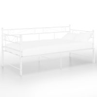 vidaXL Utdragbar sängram bäddsoffa vit metall 90x200 cm - Bild 2