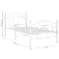 vidaXL Sängram vit metall 100x200 cm - Bild 8