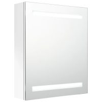 vidaXL Badrumsspegel med skåp LED vit högglans 50x14x60 cm - Bild 2