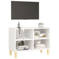 vidaXL TV-bänk med massiva ben vit 69,5x30x50 cm - Bild 3