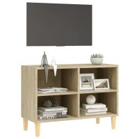 vidaXL TV-bänk med massiva ben sonoma-ek 69,5x30x50 cm - Bild 3