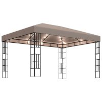 vidaXL Paviljong med ljusslinga LED 4x3 m taupe - Bild 2