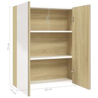 vidaXL Spegelskåp för badrum vit och ek 60x15x75 cm MDF - Bild 8