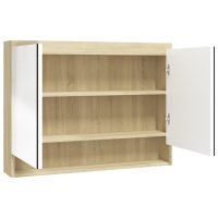 vidaXL Spegelskåp för badrum vit och ek 80x15x60 cm MDF - Bild 2