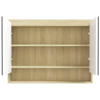 vidaXL Spegelskåp för badrum vit och ek 80x15x60 cm MDF - Bild 4