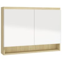 vidaXL Spegelskåp för badrum vit och ek 80x15x60 cm MDF - Bild 5