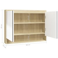 vidaXL Spegelskåp för badrum vit och ek 80x15x60 cm MDF - Bild 8