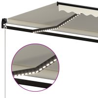 vidaXL Markis manuellt infällbar med LED 450x300 cm gräddvit - Bild 5