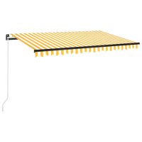 vidaXL Markis manuellt infällbar med LED 450x300 cm gul och vit - Bild 2