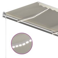 vidaXL Markis manuellt infällbar med LED 450x300 cm gräddvit - Bild 7