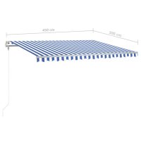 vidaXL Markis med stolpar manuellt infällbar 4,5x3 m blå och vit - Bild 11