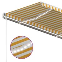 vidaXL Markis med LED manuellt infällbar 4,5x3 m gul och vit - Bild 7