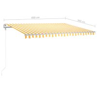 vidaXL Markis med LED manuellt infällbar 4,5x3 m gul och vit - Bild 11