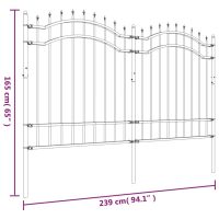 vidaXL Staket med spjuttopp svart 165 cm pulverlackerat stål - Bild 6