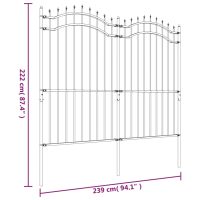 vidaXL Staket med spjuttopp svart 222 cm pulverlackerat stål - Bild 6