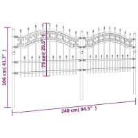 vidaXL Staket med spjuttopp 115 cm pulverlackerat stål - Bild 6