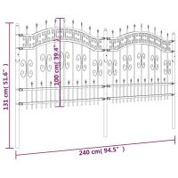 vidaXL Staket med spjuttopp svart 140 cm pulverlackerat stål - Bild 6