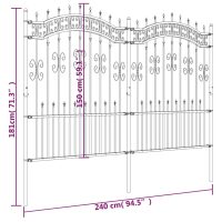 vidaXL Staket med spjuttopp svart 190 cm pulverlackerat stål - Bild 6