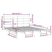 vidaXL Sängram vit 160x200 cm massiv furu - Bild 12