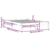 vidaXL Sängram utan madrass 137x190 cm massiv furu full - Bild 9