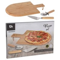 Excellent Houseware Pizzaset 3 delar 43x30 cm bambu - Bild 3