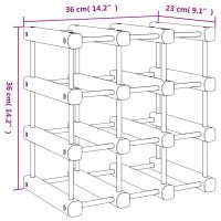 vidaXL Vinställ för 12 flaskor 36x23x36 cm massiv furu - Bild 8