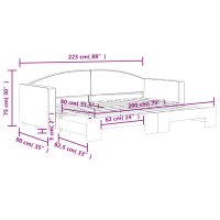 vidaXL Dagbädd utdragbar mörkgrå 80x200 cm tyg - Bild 11