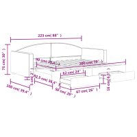 vidaXL Dagbädd utdragbar med lådor gräddvit 90x200 cm tyg - Bild 12