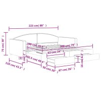 vidaXL Dagbädd utdragbar med lådor gräddvit 100x200 cm tyg - Bild 12