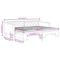 vidaXL Dagbädd med madrasser utdragbar ljusgrå 80x200 cm tyg - Bild 12