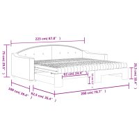 vidaXL Dagbädd utdragbar med madrasser ljusgrå 90x200 cm tyg - Bild 12