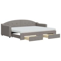 vidaXL Dagbädd utdragbar med lådor taupe 80x200 cm tyg - Bild 2