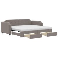 vidaXL Dagbädd utdragbar med lådor taupe 80x200 cm tyg - Bild 2