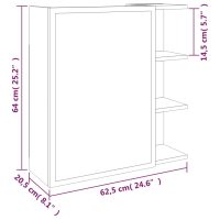 vidaXL Spegelskåp för badrum rökig ek 62,5x20,5x64 cm konstruerat trä - Bild 10